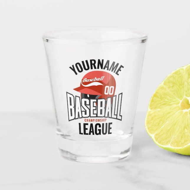 Personalised Baseball Player NAME Team Champ Club  Shot Glass (Front)