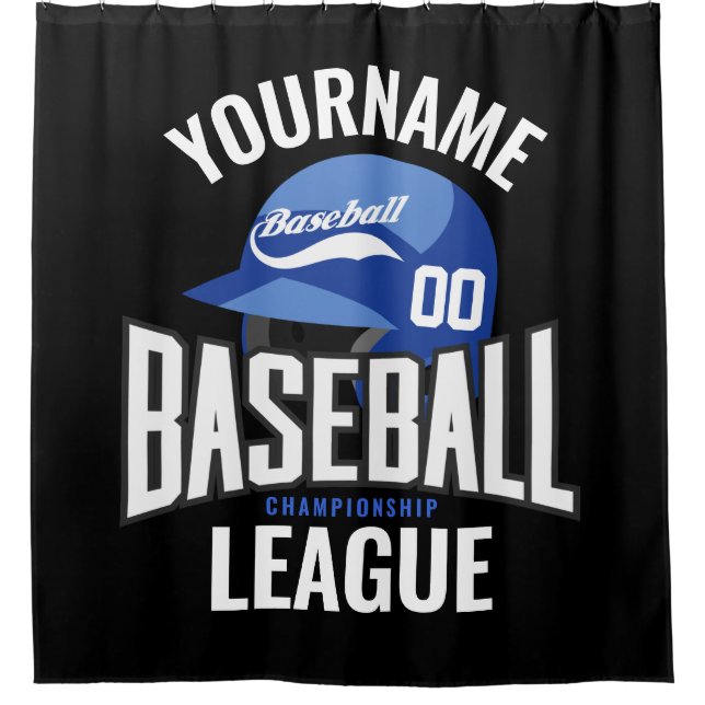 Personalised Baseball Player NAME Team Champ Club  Shower Curtain (Front)
