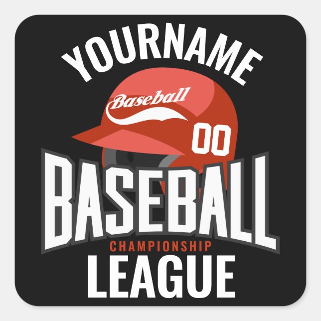 Personalised Baseball Player NAME Team Champ Club  Square Sticker (Front)