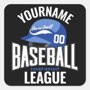 Personalised Baseball Player NAME Team Champ Club  Square Sticker