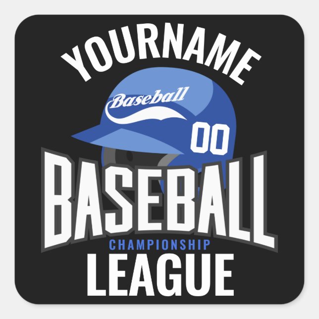 Personalised Baseball Player NAME Team Champ Club  Square Sticker (Front)