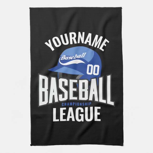 Personalised Baseball Player NAME Team Champ Club  Tea Towel (Vertical)
