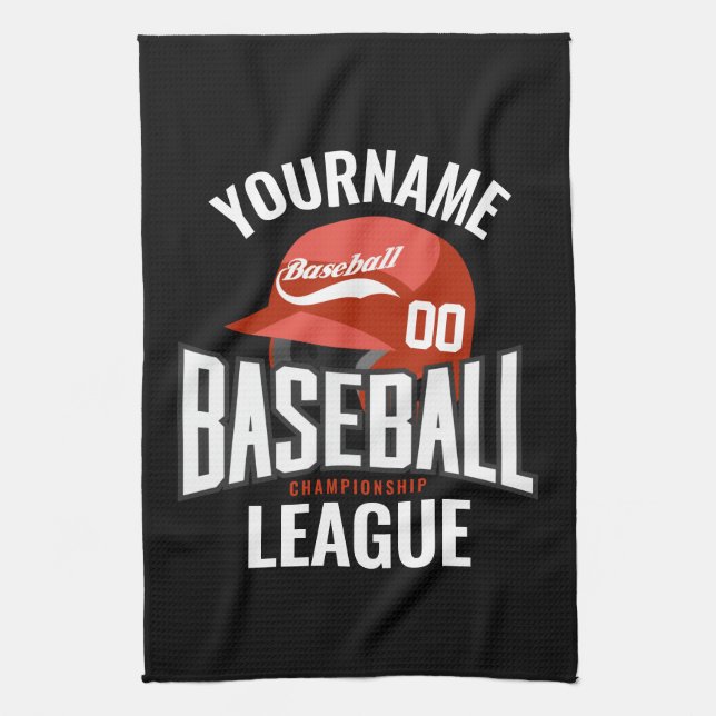 Personalised Baseball Player NAME Team Champ Club  Tea Towel (Vertical)