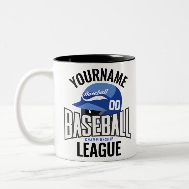 Personalised Baseball Player NAME Team Champ Club  Two-Tone Coffee Mug (Left)
