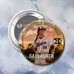 Personalised Baseball Player Photo 6 Cm Round Badge