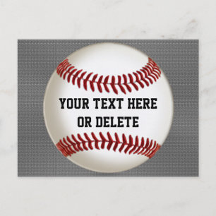 Personalised Baseball Postcards on Burnished Grey