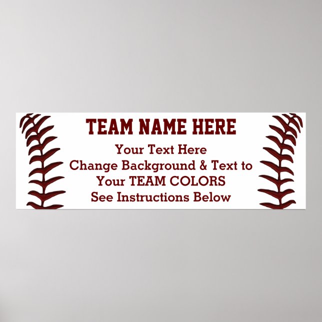 Personalised Baseball Poster Banner 36 in X 12 in (Front)