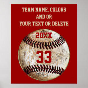 Personalised Baseball Posters, Your Text, Colours Poster