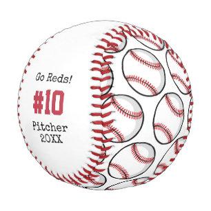 Personalised Baseball Red White Black Player Ball