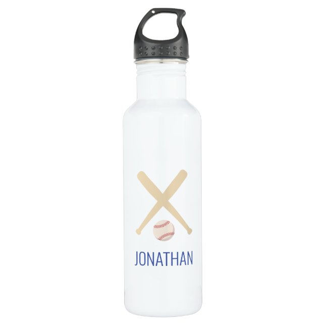 personalised baseball red white blue 710 ml water bottle (Front)
