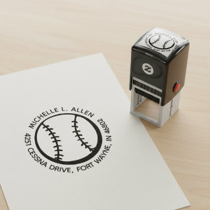 Personalised Baseball Round Return Address Stamp