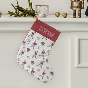 Personalised Baseball Santa Small Christmas Stocking