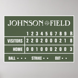 Personalised Baseball Scoreboard -36" x 24" Poster