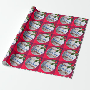 Personalised Baseball Sports Christmas Holiday Wrapping Paper