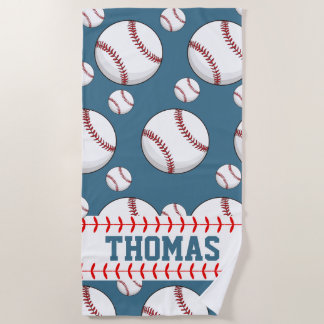 Personalised Baseball Sports Summer Beach Towel
