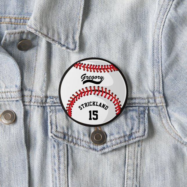 Personalised Baseball Sports Tribute Button (In Situ)