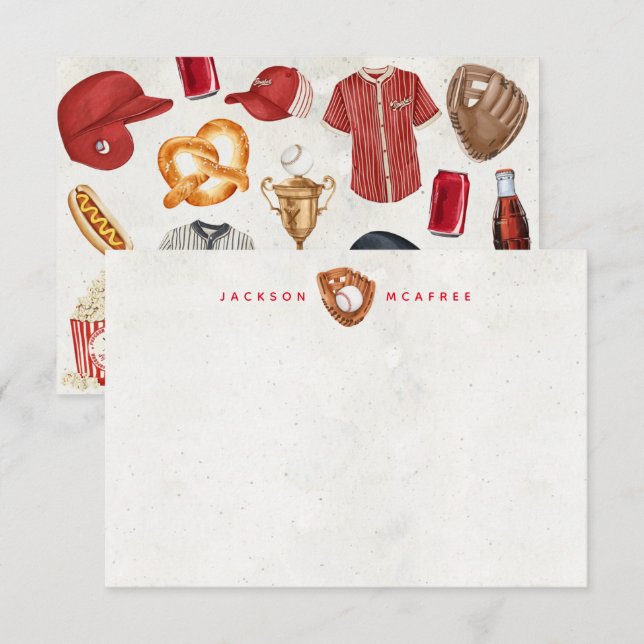 Personalised Baseball Stationery Note Cards (Front/Back)