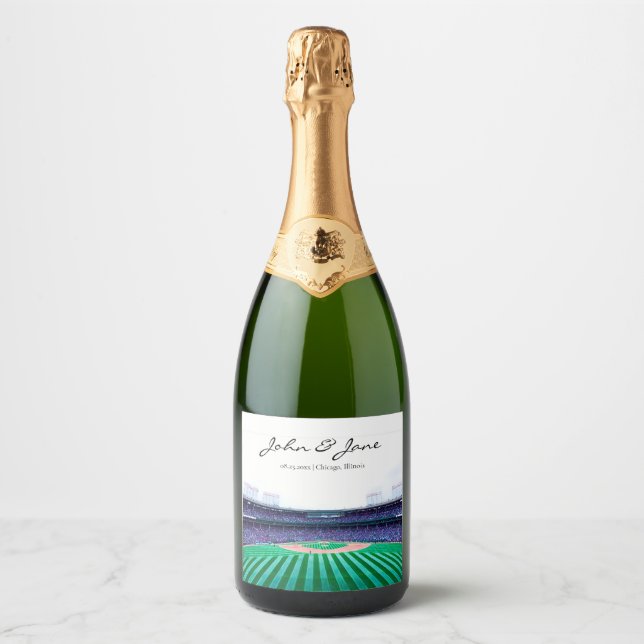 Personalised Baseball Theme Sparkling Wine Label (Front)