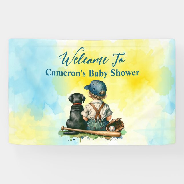 Personalised Baseball Themed Baby Shower Banner (Horizontal)