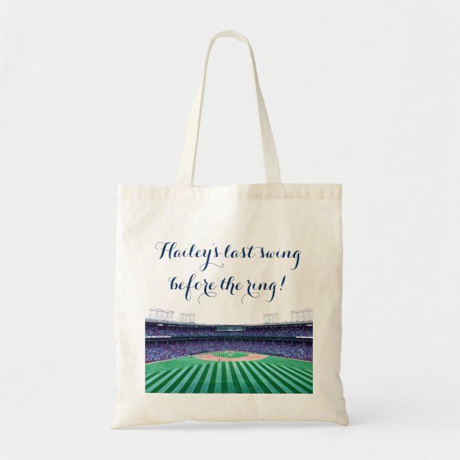 Personalised Baseball Themed Bachelorette Party Tote Bag (Front)