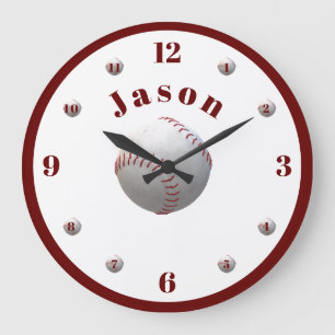 Personalised Baseball Themed Large Clock
