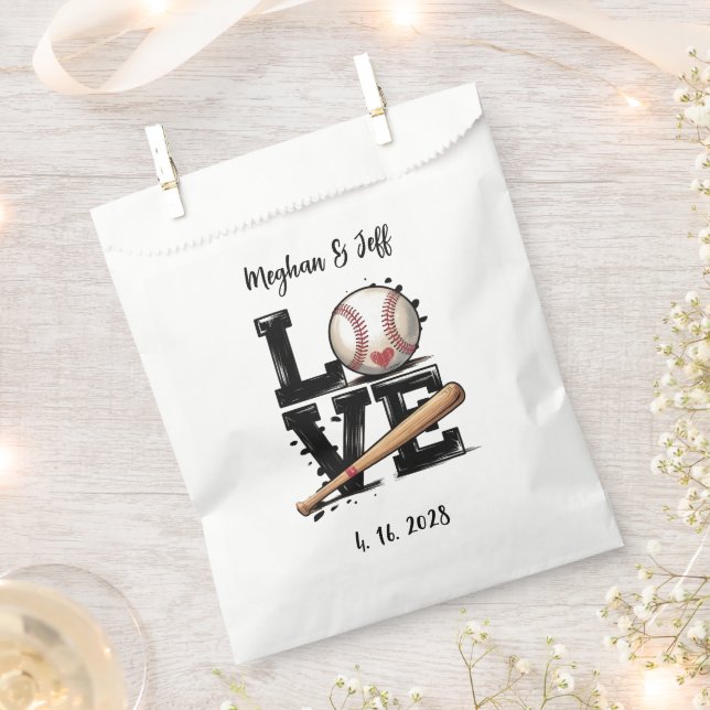 Personalised Baseball Themed Wedding Favour Bags (Clipped)