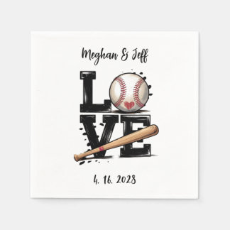 Personalised Baseball Themed Wedding  Napkin