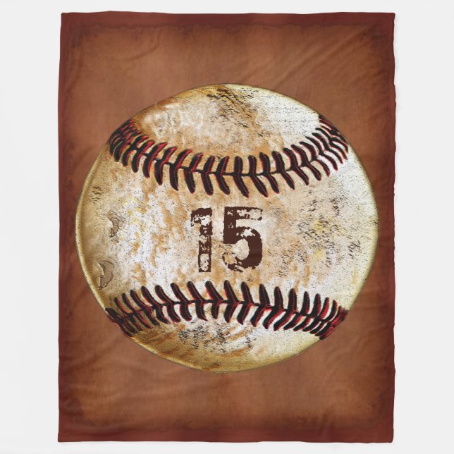 Personalised Baseball Throw Blanket, Your Number Fleece Blanket (Front)