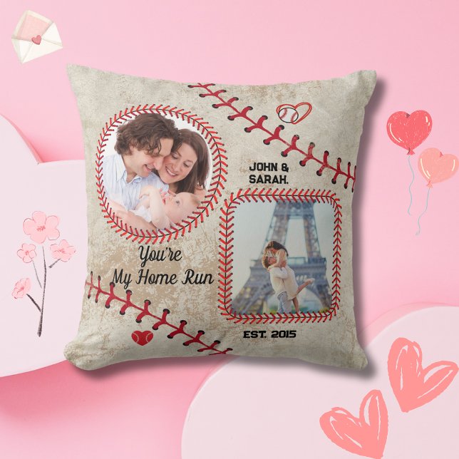 Personalised Baseball Throw Pillow – Custom Photo  (Baseball Gift For Boyfriend, baseball husband, baseball Father, Baseball Valentines Gift)