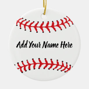Personalised Baseball With Custom Name Ceramic Tree Decoration