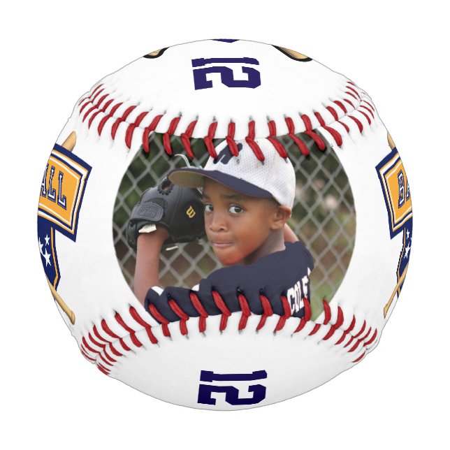 Personalised Baseball with Photo - Dark Blue (Front)
