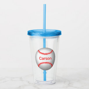 Personalised Baseball with Red Stitches  Acrylic Tumbler