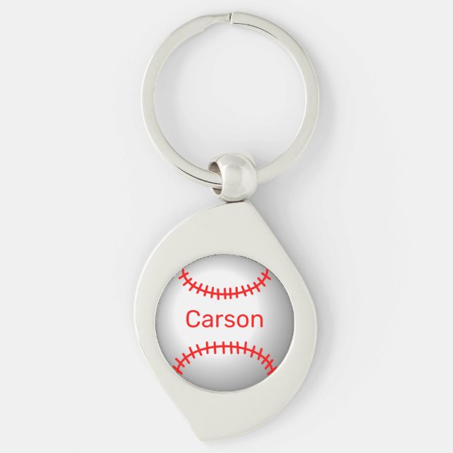 Personalised Baseball with Red Stitches  Key Ring (Front)
