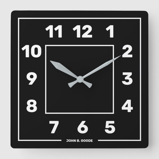Personalised Basic Black  Square Wall Clock (Front)