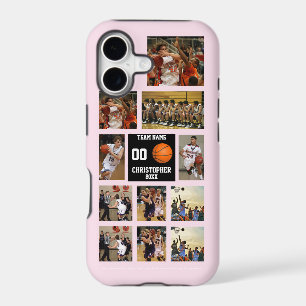 Personalised Basketball 11 Photo Collage Pink