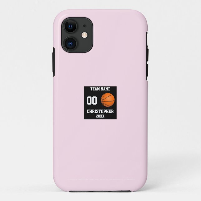 Personalised Basketball 11 Photo Collage Pink Case-Mate iPhone Case (Back)
