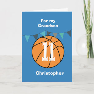 Personalised Basketball 11th Birthday Grandson Card