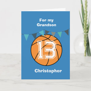 Personalised Basketball 13th Birthday Grandson Card