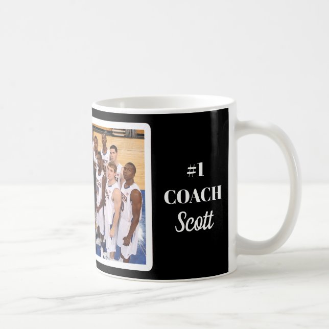 Personalised Basketball #1 Coach Team Photo Coffee Mug (Right)