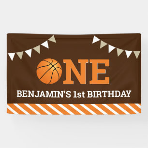 Personalised Basketball 1st Birthday Party Banner