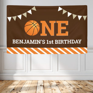 Personalised Basketball 1st Birthday Party Banner