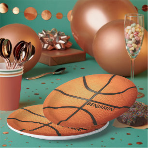 Personalised Basketball 9" Round Paper Plates