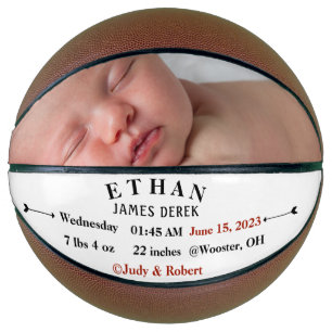 Personalised Basketball Baby Birth Announcement