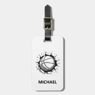 Personalised Basketball Ball Breaking the Wall     Luggage Tag