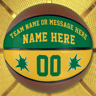 Personalised Basketball Ball, Green and Gold
