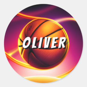 Personalised Basketball Ball Vivid Sports Classic Round Sticker