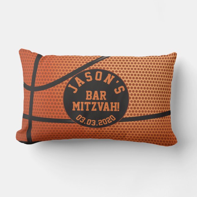 Personalised Basketball Bar Mitzvah Lumbar Cushion (Front)