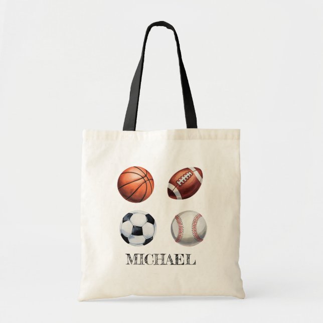 Personalised Basketball Baseball Football Soccer   Tote Bag (Front)