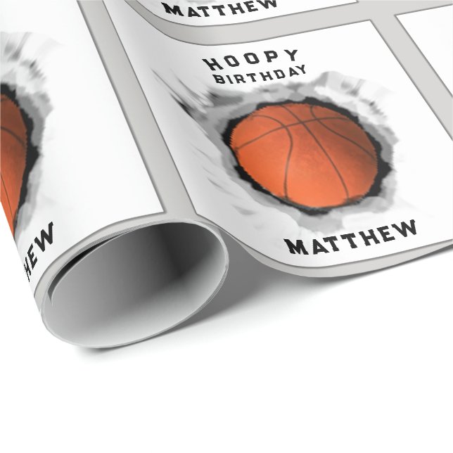 Personalised Basketball Birthday Gift Wrapping Paper (Roll Corner)