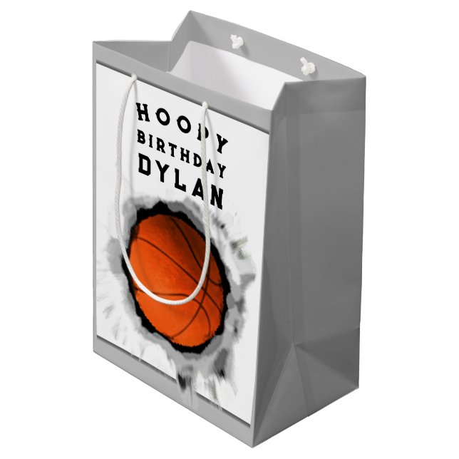 Personalised Basketball Birthday Medium Gift Bag (Back Angled)